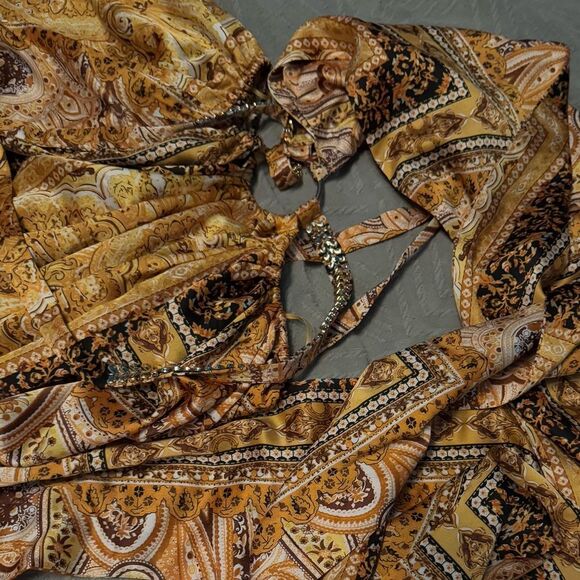 Vibrant Yellow and Brown Halter Dress NWOT - Fasion Nova - Picture 5 of 12